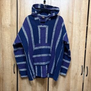 Vintage Y2k Sunspecs Baja Hoodie Hippie XL Surfer Style Blue/Purple Drug Rug